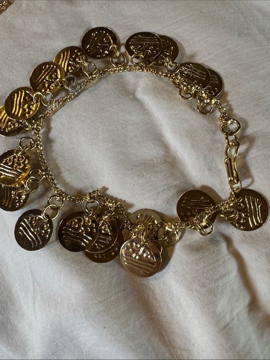 Jewelry - Gold Faux Coins Charm Bracelet/Anklet - Women's Fashion Jewelry